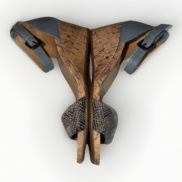 Naturalizer Cami Cork Wedge Blue Leather Ankle Strap Sandals US Size 9.5M - Picture 6 of 10